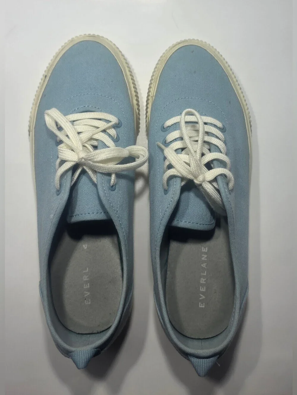 Everlane Women's Canvas Lace Up Sneakers Light Blue Casual Shoes Size 8.5